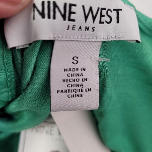 Nine West Women's Cap Sleeve V-Neck Fashion Top Green Spruce Small - Picture 7 of 10